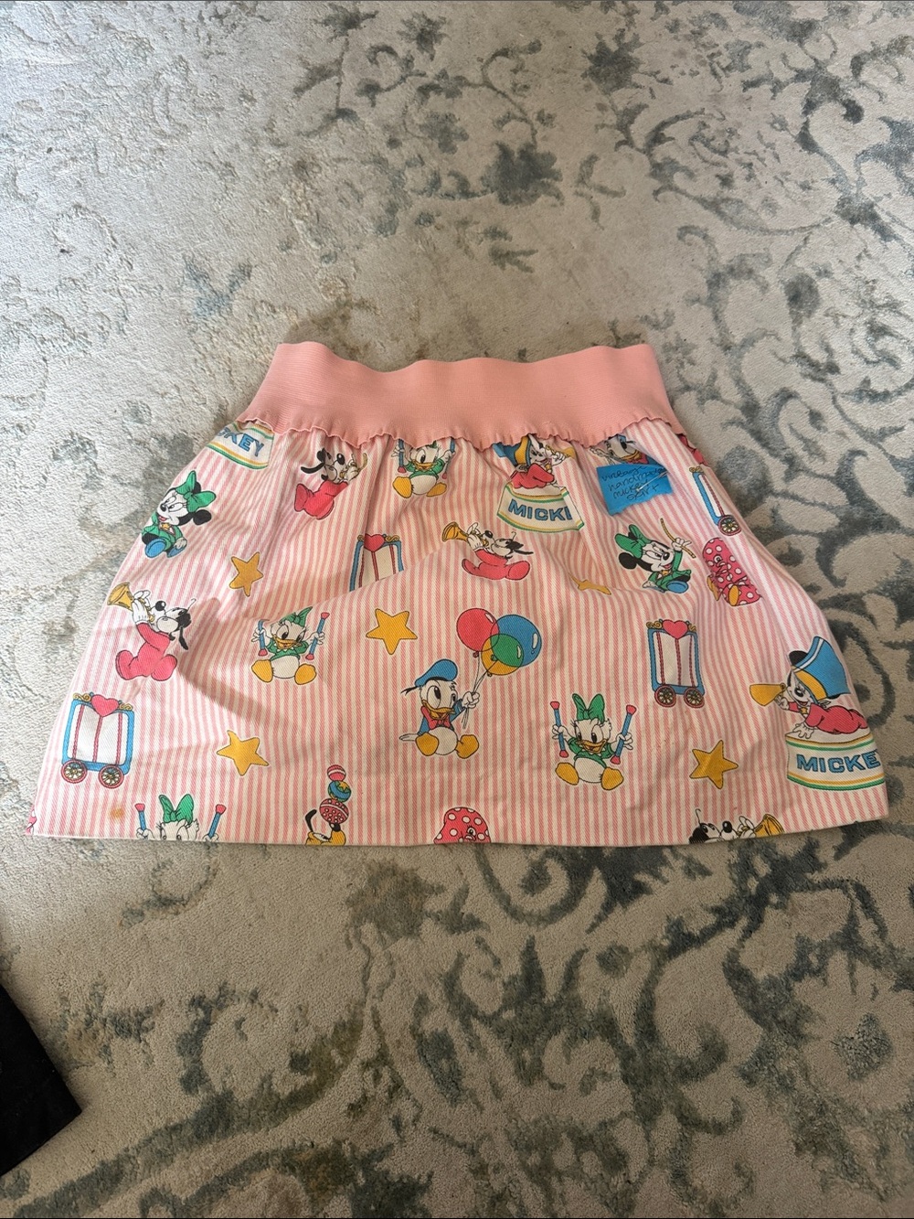 Disney Pink Striped Circle Skirt with Classic Character Print